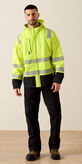 FR Hi-Vis Hooded Waterproof Jacket Full